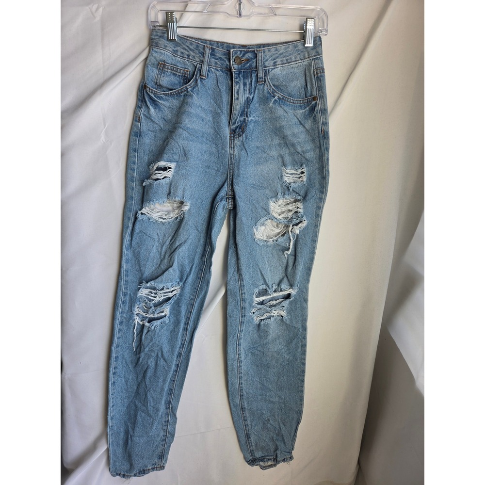 Fashion Nova Jeans Womens Blue Light Wash Relaxed High Rise Tapered
